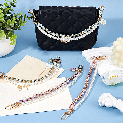4Pcs 4 Colors ABS & Iron & Alloy & PU Leather Handbag Chain Straps FIND-HS0001-36A-1