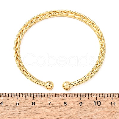 Braided Brass Cuff Bangles BJEW-C140-31G-1
