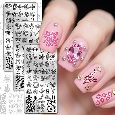 Stainless Steel DIY Nail Art Templates MRMJ-WH0092-280-1