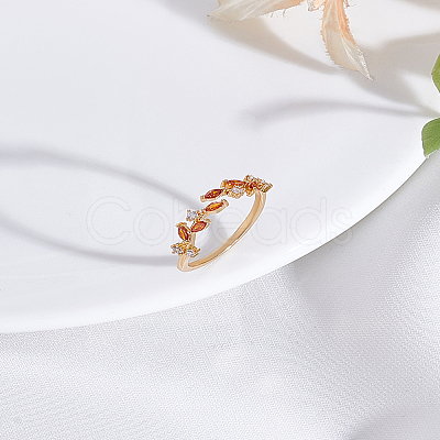 1Pc Brass Micro Pave Cubic Zirconia Cuff Rings for Women RJEW-LP0002-23C-1