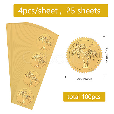 Plastic Self Adhesive Gold Foil Embossed Stickers DIY-WH0575-058-1