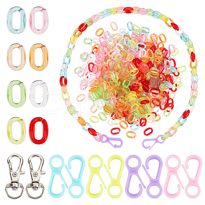 PandaHall Elite 228pcs 12 style Transparent Acrylic Linking Rings TACR-PH0001-30-1