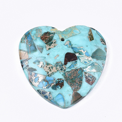 Assembled Synthetic Imperial Jasper and Turquoise Pendants G-S329-034A-1