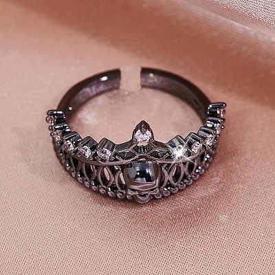 Crown Skull Zinc Alloy Open Cuff Rings for Women PW-WGB7021-01-1