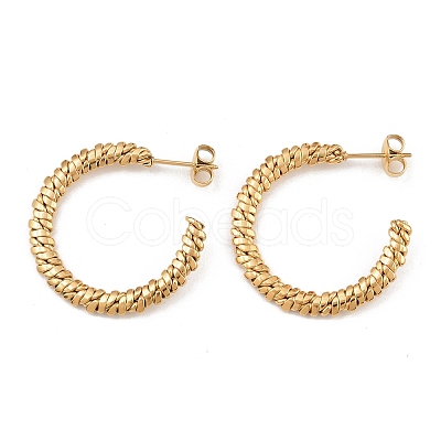 304 Stainless Steel Woven C-Shaped Stud Earrings EJEW-P324-07G-1
