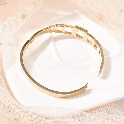 Ion Plating(IP) 304 Stainless Steel Hinged Bangles for Women BJEW-A011-17RG-1