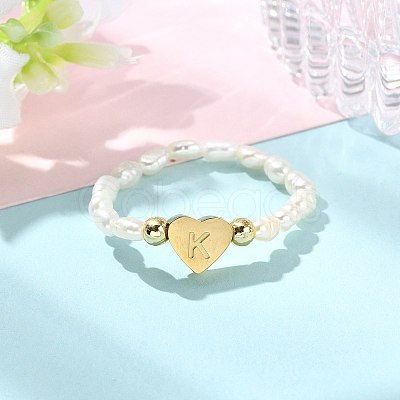 Natural Freshwater Pearl & 304 Stainless Steel Bead Finger Rings RJEW-FS00001-11-1