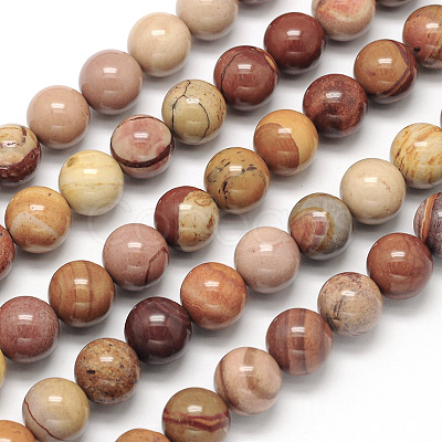 Natural Mookaite Round Bead Strands G-N0166-09-6mm-1