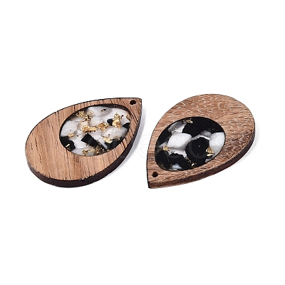 16Pcs 8 Styles Transparent Resin & Walnut Wood Pendants RESI-N053-06-1