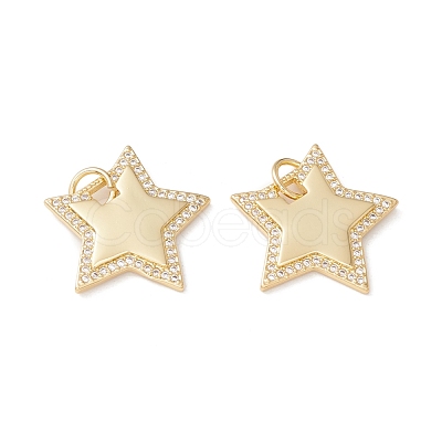 Brass Micro Pave Clear Cubic Zirconia Pendants X-KK-G415-16G-1