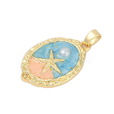 Brass Enamel Pendants KK-U068-02B-03G-1