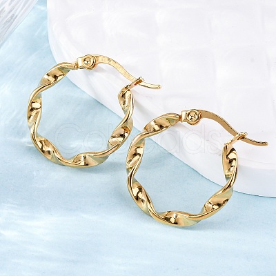 201 Stainless Steel Hoop Earrings X-EJEW-A054-05C-G-1