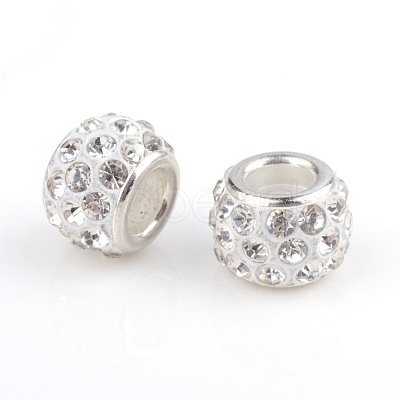 Polymer Clay Rhinestone European Beads X-CPDL-T001-16-1