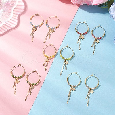 Star Glass Hoop Earrings EJEW-MZ00673-1