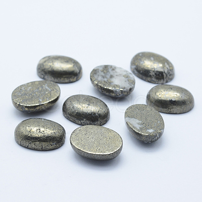 Oval Natural Pyrite Cabochons G-I125-10-18x13mm-1