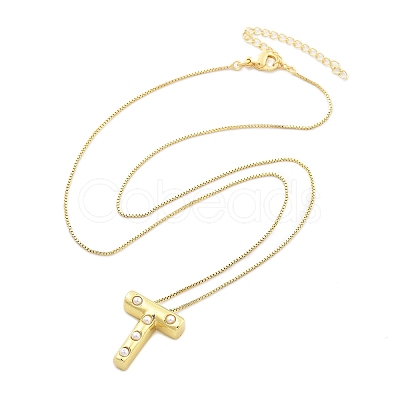 Brass & Plastic Pearl Letter Pendant Box Chain Necklaces for Women NJEW-U017-01G-20-1