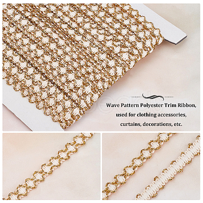 Wave Pattern Polyester Lace Ribbon OCOR-WH0047-72-1