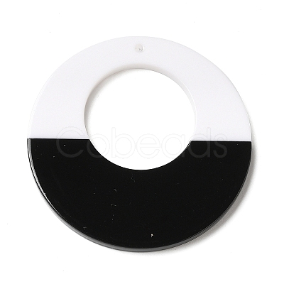 Black and White stitching Acrylic Pendants OACR-S143-01A-1