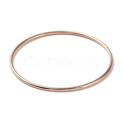 Ion Plating(IP) 304 Stainless Steel Simple Plain Bangle for Women High Polished BJEW-F461-01A-RG-1