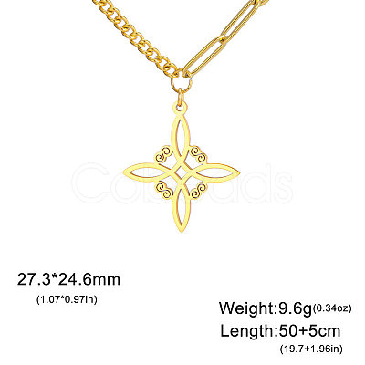 Witch Knot 304 Stainless Steel Hollow Pendant Necklaces for Women FS-WGCB0A9-04-1