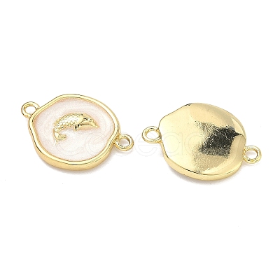 Ocean Brass Enamel Links Connector Charms KK-K417-07G-02-1