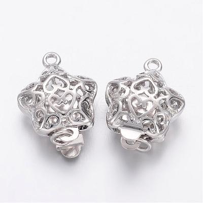 Filigree Star Brass Box Clasps KK-F0182-P-NF-1