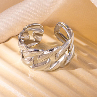 201 Stainless Steel Oval Link Chain Cuff Rings FS-WG16057-10-1