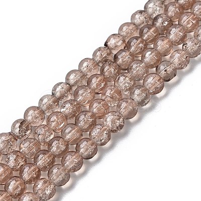 1 Strand Transparent Crackle Glass Round Beads Strands X-CCG-Q001-4mm-07-1