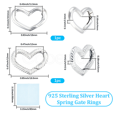 2Pc 925 Sterling Silver Spring Gate Rings STER-BBC0008-97-1