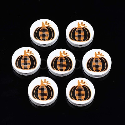 Autumn Theme Printed Natural Wood Beads WOOD-T021-89-1