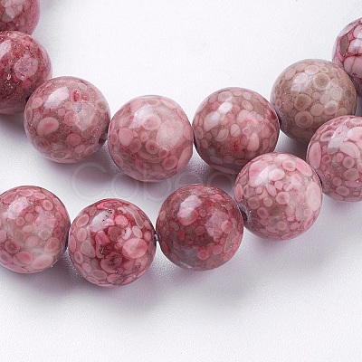 Natural Fossil Coral Beads Strands G-F563-01-10mm-1