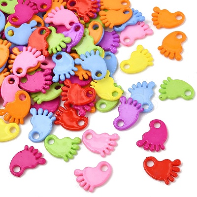 100Pcs Baby Shower Ornaments Acrylic Baby Feet Pendants MACR-YW0004-07-1