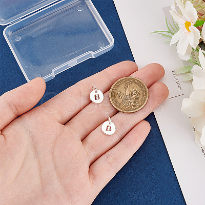 2Pcs 925 Sterling Silver Hollow Flat Round Charms with Jump Rings STER-PH0002-83B-1