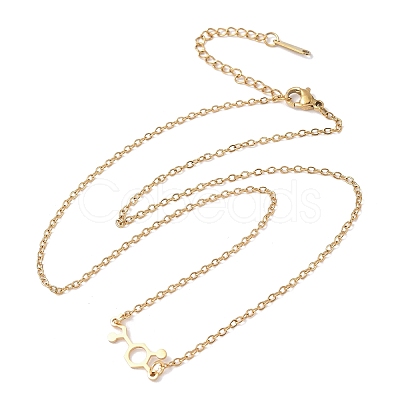 304 Stainless Steel Chemical Symbol Pendant Necklaces NJEW-Z073-03G-03-1