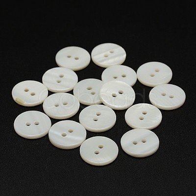 2-Hole Shell Flat Round Buttons BUTT-P012-12-1