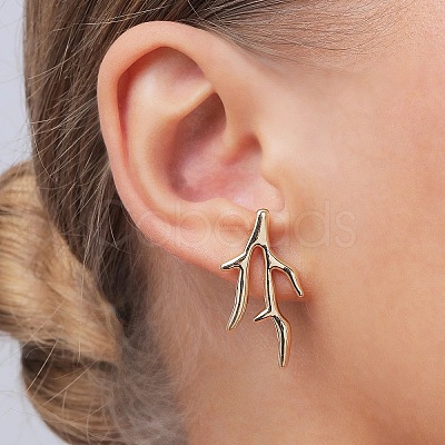 Coral Shape Alloy Dangle Stud Earrings FS-WG5BDD1-01-1