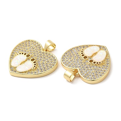 Rack Plating Brass Micro Pave Clear Cubic Zirconia Pendants KK-C025-03G-1