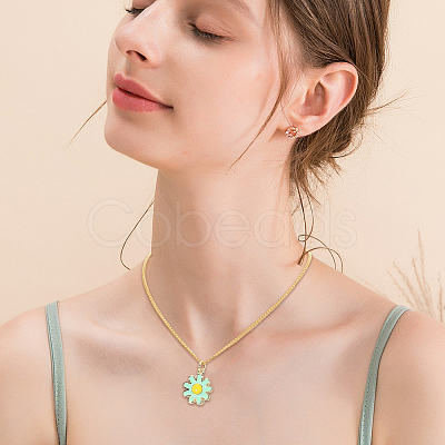 6Pcs 6 Colors Brass Enamel Pendants KK-BBC0021-50-1