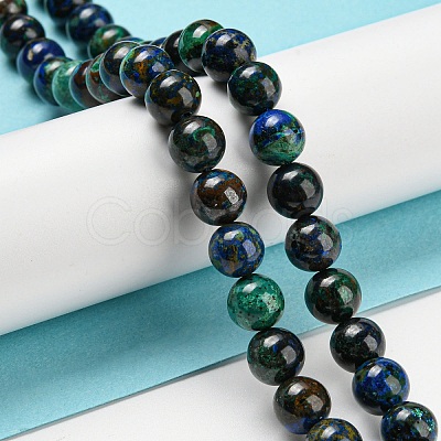 Natural Azurite Beads Strands G-P503-8MM-09-1