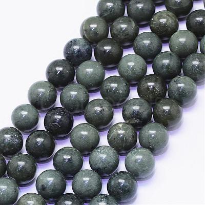 Natural Green Jade Round Bead Strands G-F425-36-1