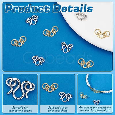 10Pcs 2 Colors 999 Fine Silver Hook Clasps STAS-PH0006-25-1