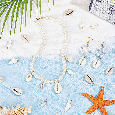 100Pcs 4 Style Natural Shell Pendant PALLOY-NB00011-1