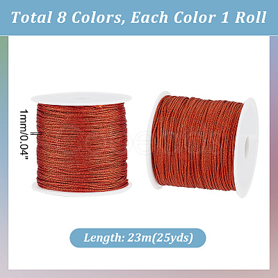 8 Rolls 8 Colors 23M Nylon Braided Cord OCOR-PH0002-62-1