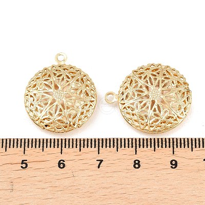 Flat Round Brass Hollow Locket Pendants KK-K414-11B-G-1