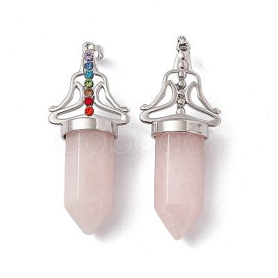 Natural Rose Quartz Big Pointed Pendants G-I342-01P-10-1