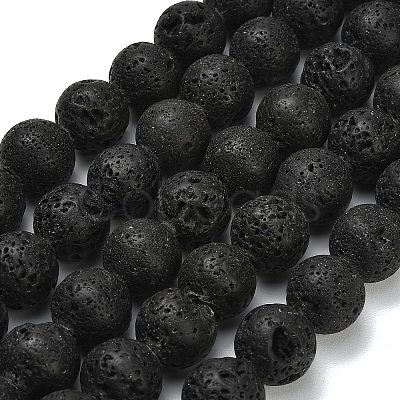 Natural Lava Rock Round Beads Strands G-M169-16mm-03-1