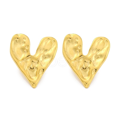 Heart Ion Plating(IP) 304 Stainless Steel Stud Earrings EJEW-H013-34G-1