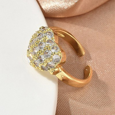 Brass Micro Pave Cubic Zirconia Cuff Open Rings RJEW-C163-03A-G-1