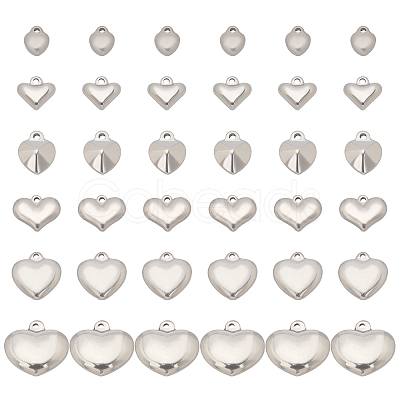 36Pcs 6 Style 304 Stainless Steel Pendants STAS-UN0024-76-1
