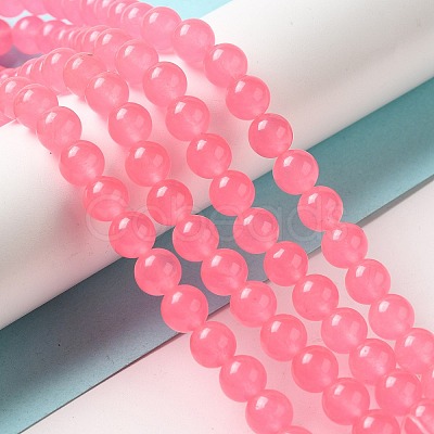 Dyed Natural White Jade Round Bead Strands G-J285-04-1
